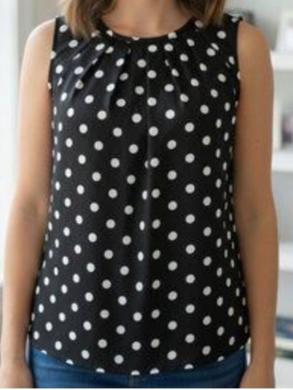 Merona Black & White Polka Dot Sleeveless Blouse Medium